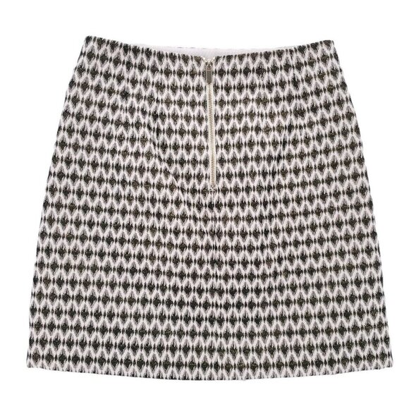 Ann Taylor LOFT Pencil Skirt Ivory Gold Metallic Geometric Pattern EUC Size 2 - Picture 2 of 7